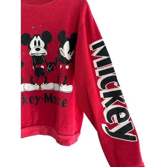 Disney Mickey Mouse Red Sweatshirt Long Sleeve Graphic Print Crewneck - size M - Picture 2 of 5